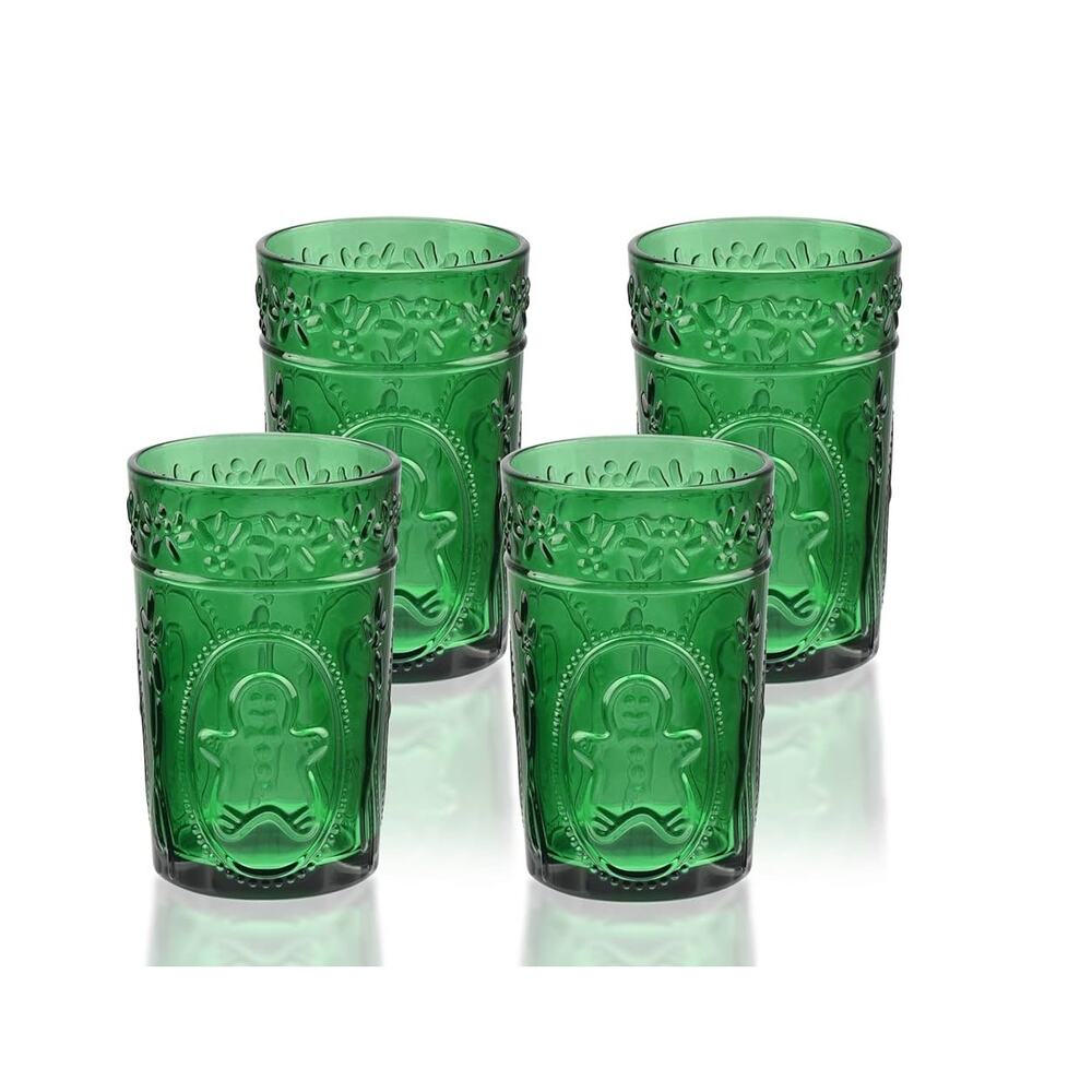 Highball Glasses Set of 4-12 OZ Green Drinking Glasses,